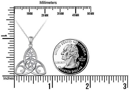Sterling Silver Triple Moon Goddess Triquetra Pentacle Knot Necklace Pagan Wicca Pendant Necklace or Ring