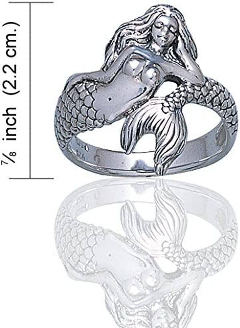 Sterling Silver Wrapped Sea Nymph Mermaid Ring(Sizes 4,5,6,7,8,9,10,11,12,13,14,15)