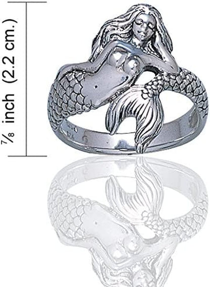 Sterling Silver Wrapped Sea Nymph Mermaid Ring(Sizes 4,5,6,7,8,9,10,11,12,13,14,15)