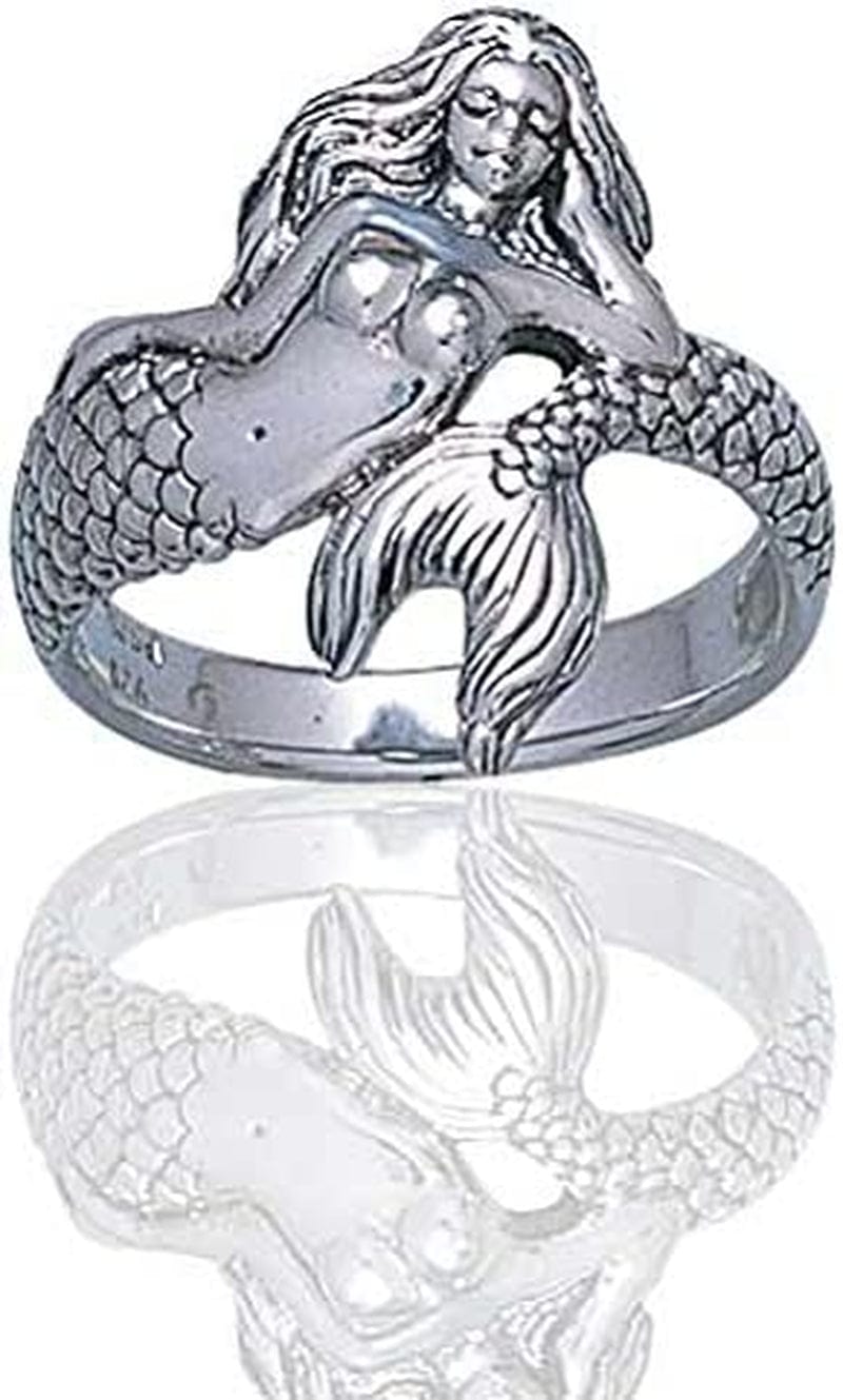 Sterling Silver Wrapped Sea Nymph Mermaid Ring(Sizes 4,5,6,7,8,9,10,11,12,13,14,15)
