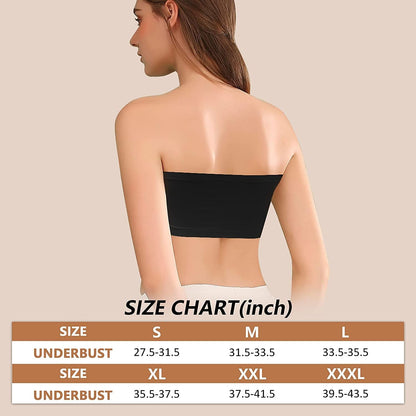 Strapless Bras for Women, Bandeau Bra Padded Tube Top Stretch Basic Color Soft Bralette for Leisure Time