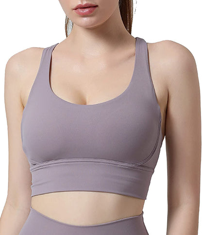 Strappy Sports Bra for Women, Padded High Impact Push up Athletic Running Sports Bra Workout Top Yoga Bra