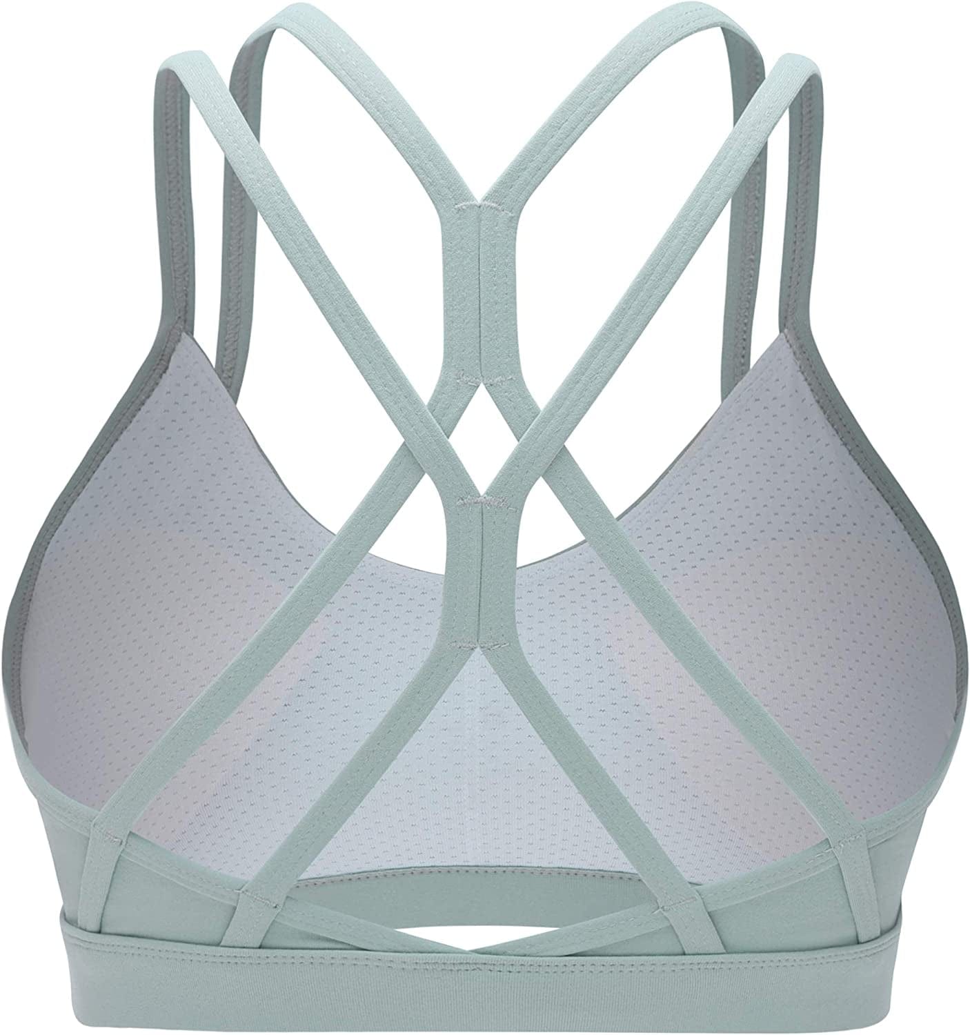 Strappy Sports Bra for Women Sexy Crisscross Back Light Support Yoga Bra with Removable Cups