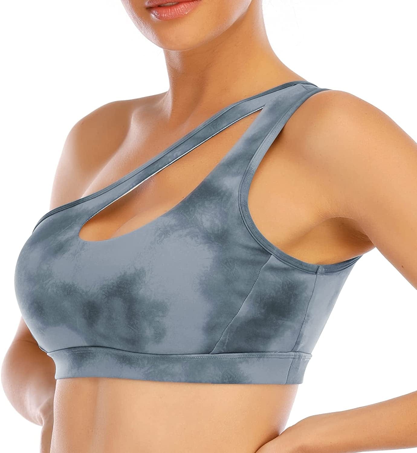 Strappy Sports Bras for Women Yoga Bra Medium Support Running Criss Cross Back Padded Compression Sports Bras D023-blue Tie Dye / X-Large