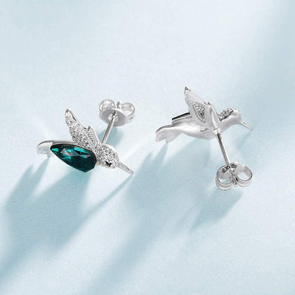Stud Earring for Women of a Hummingbird Embelished with Beautiful Crystals.