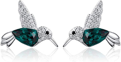 Stud Earring for Women of a Hummingbird Embelished with Beautiful Crystals.