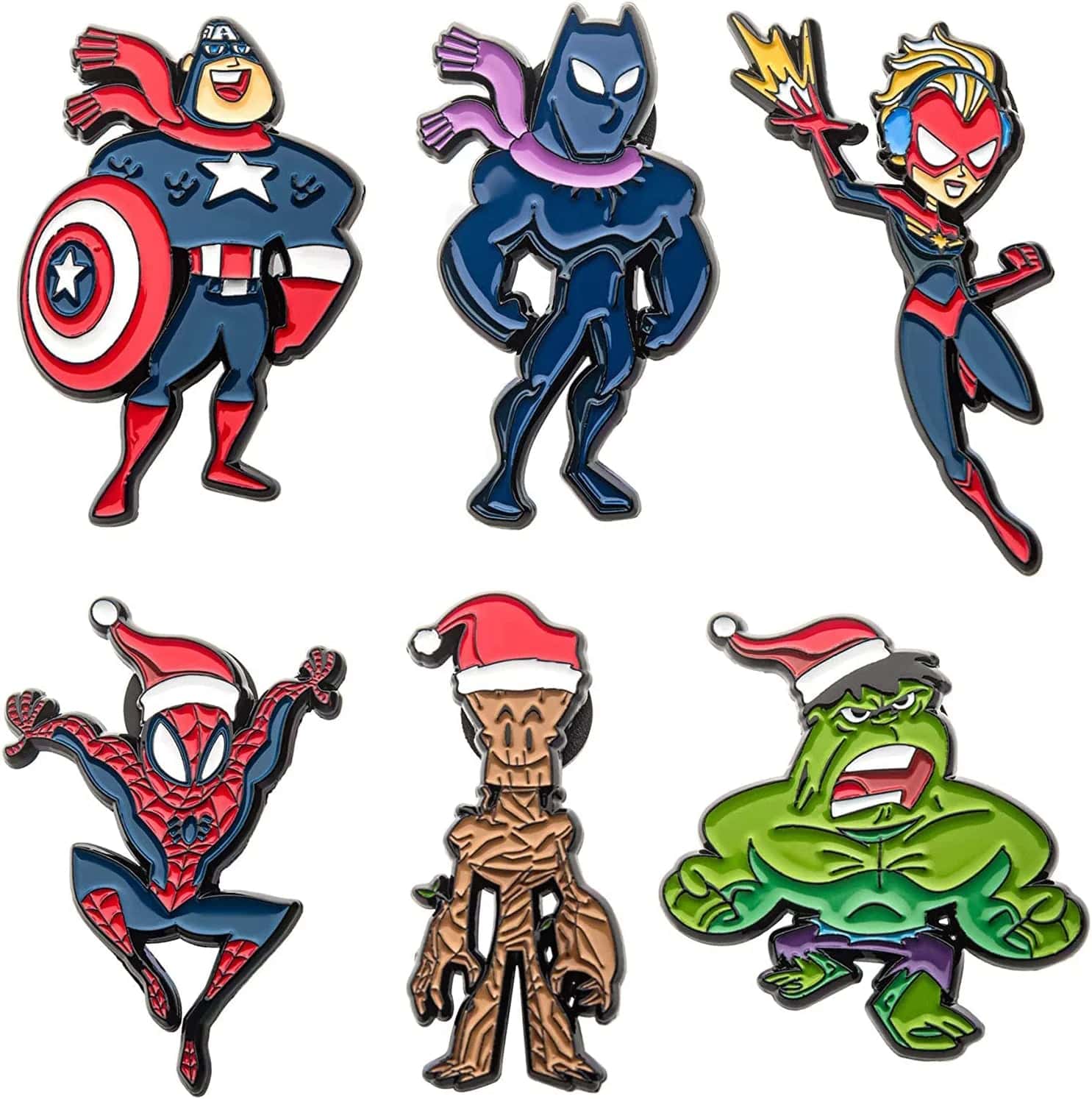 Studios Holiday Avenger Male Superhero Stocking Stuffer Metal-Based with Enamel 6 Lapel Pin Set. Officially Licensed Limited Edition Items Exclusive on .