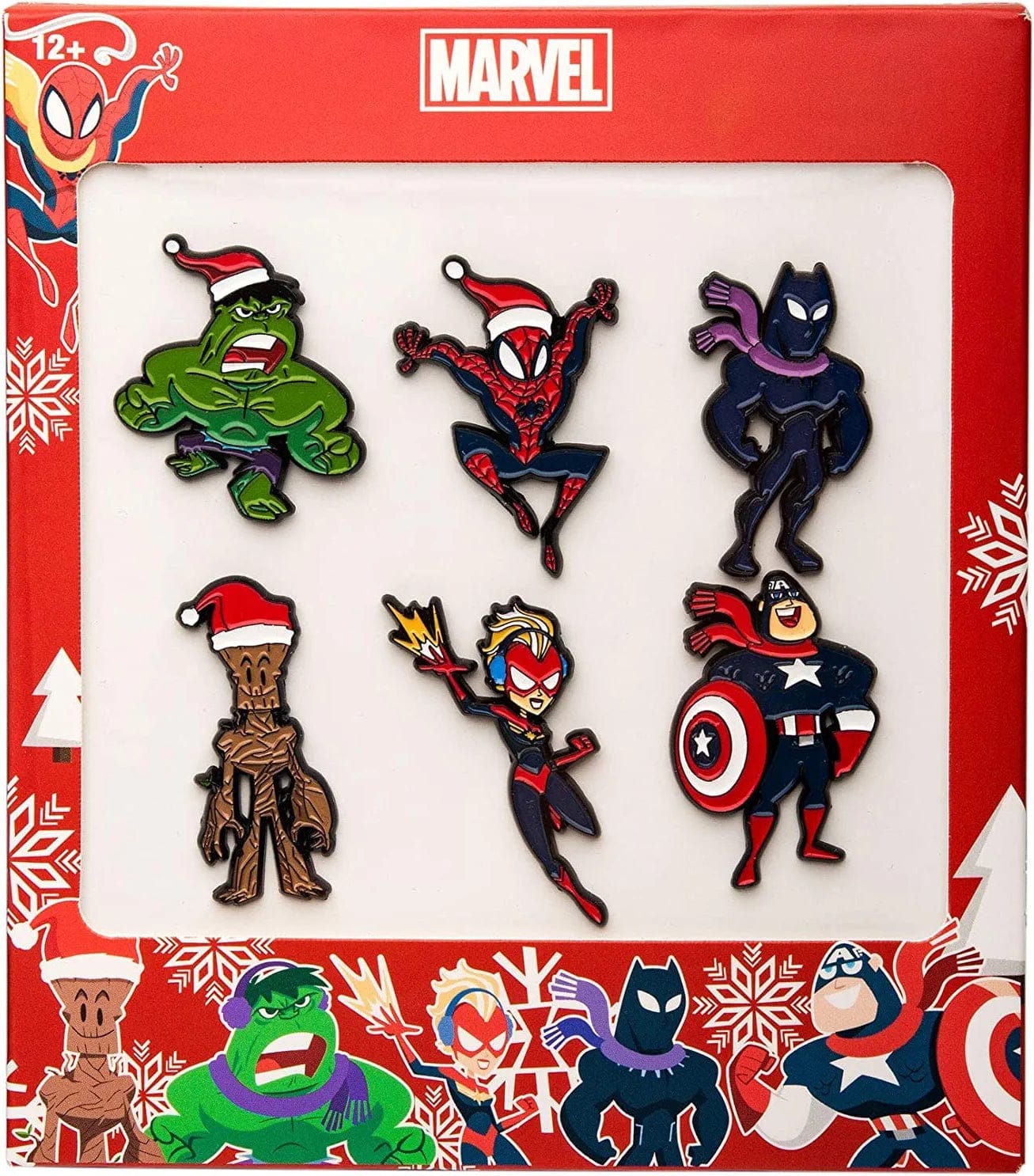 Studios Holiday Avenger Male Superhero Stocking Stuffer Metal-Based with Enamel 6 Lapel Pin Set. Officially Licensed Limited Edition Items Exclusive on .