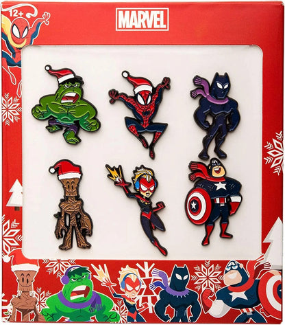 Studios Holiday Avenger Male Superhero Stocking Stuffer Metal-Based with Enamel 6 Lapel Pin Set. Officially Licensed Limited Edition Items Exclusive on .
