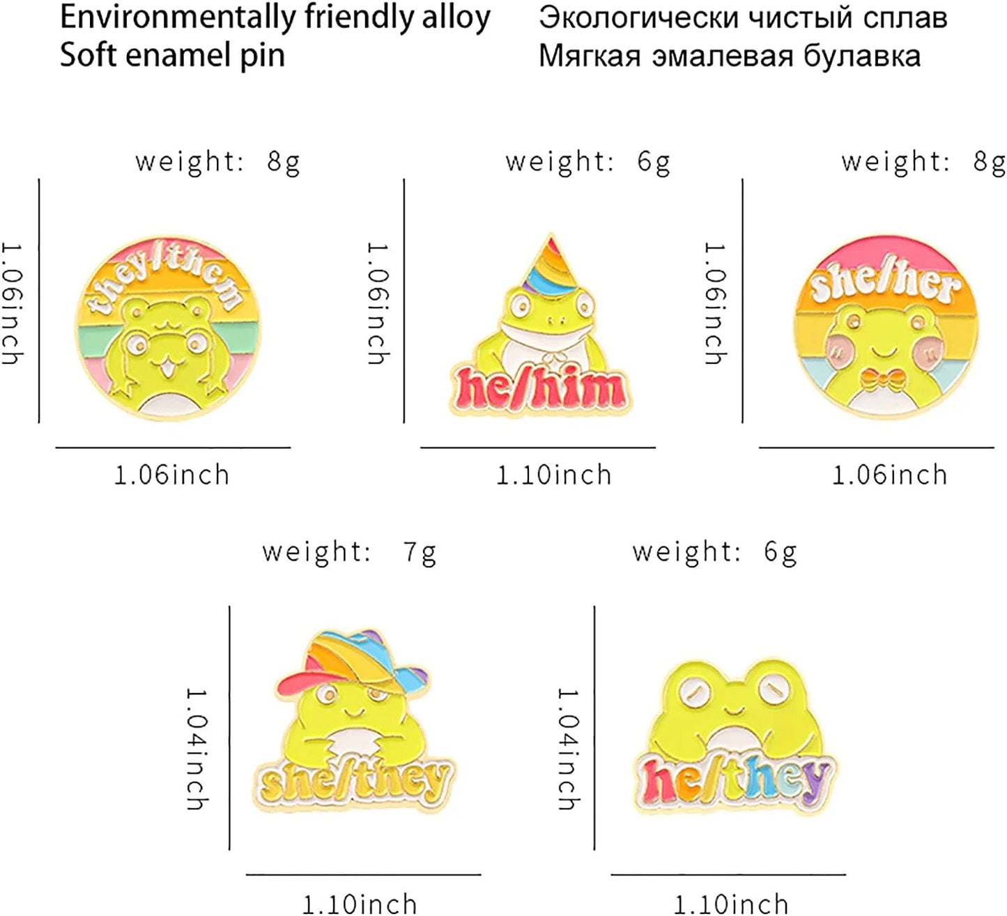 Studious Frog Enamel Lapel Pins for Kids/Girl, Cute Rainbow Animal Pins Badges for Clothes Colorful Pronoun Enamel Pins Jewelry Accessories Gift