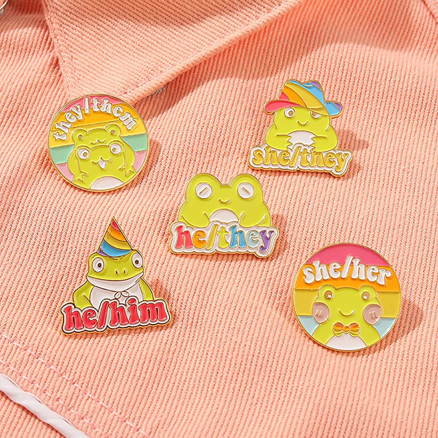 Studious Frog Enamel Lapel Pins for Kids/Girl, Cute Rainbow Animal Pins Badges for Clothes Colorful Pronoun Enamel Pins Jewelry Accessories Gift
