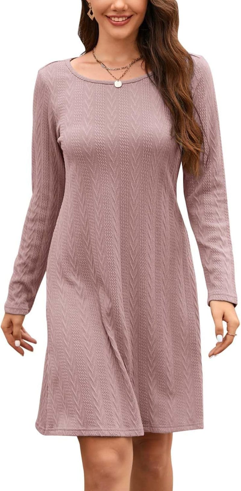 STYLEWORD Women'S 2023 Fall Maternity Sweater Dresses Photoshoot Long Sleeve Pullover Knit Casual Fashion Clothes Dark Pink / Large