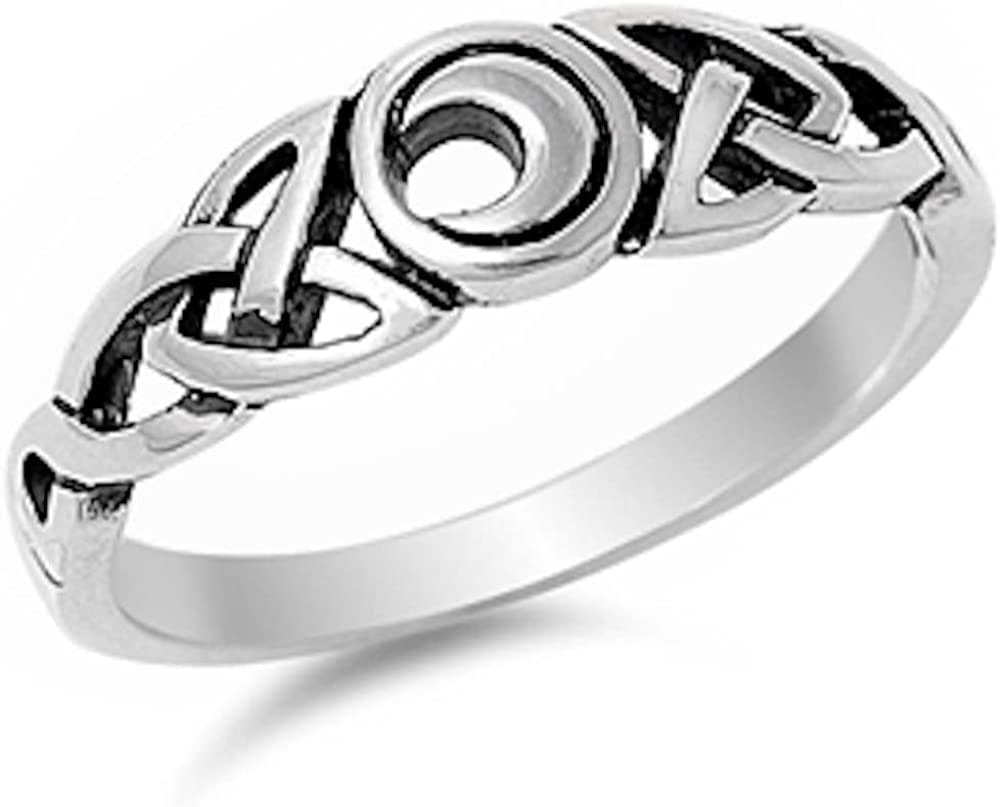 Stylish Silver Celtic Moon .925 Sterling Silver Ring Sizes 4-10 5