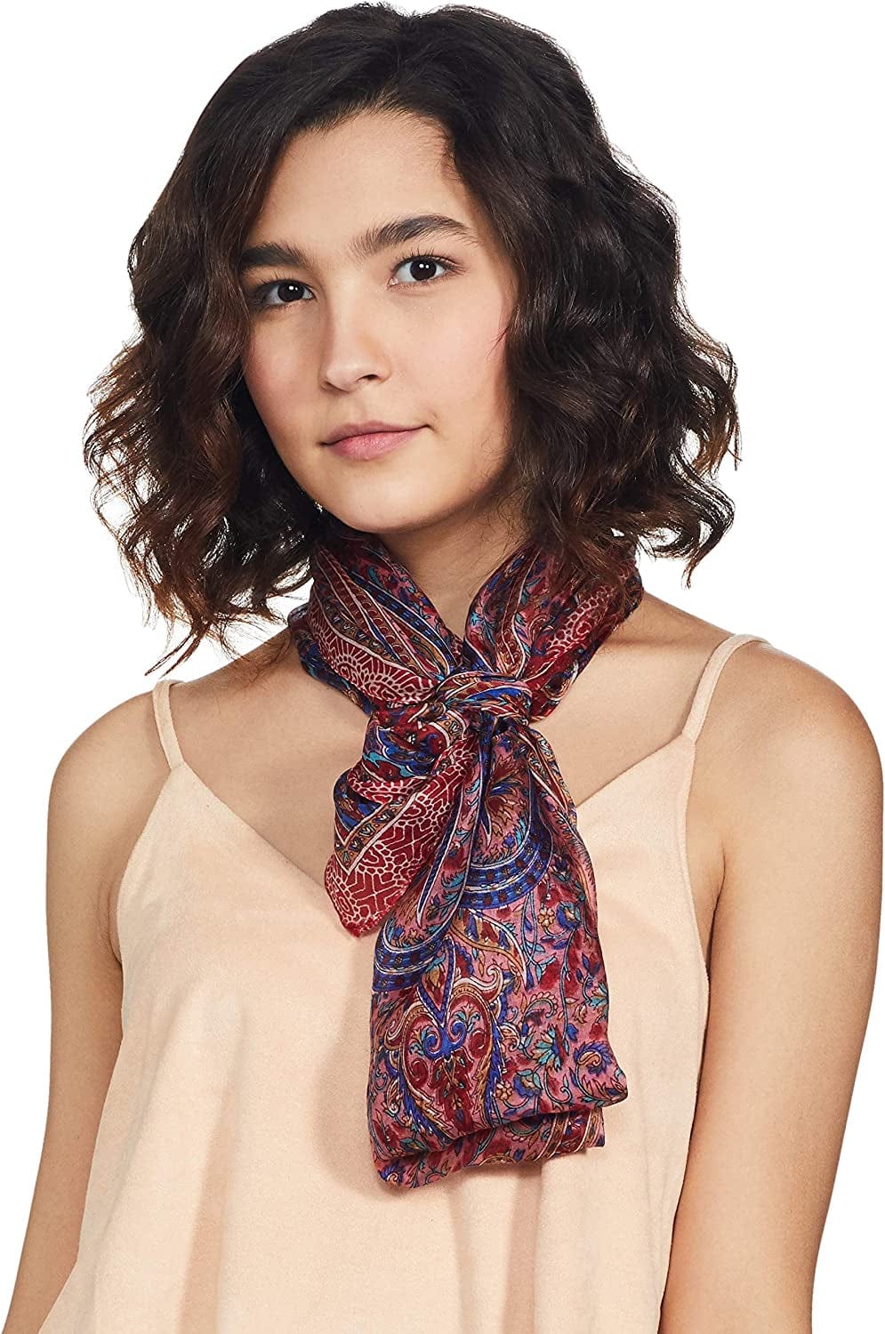Stylore 100% Silk Scarf Long Lightweight Sunscreen Shawl Wrap Scarves Apparel & Accessories > Clothing Accessories > Scarves & Shawls Stylore Ps Red  
