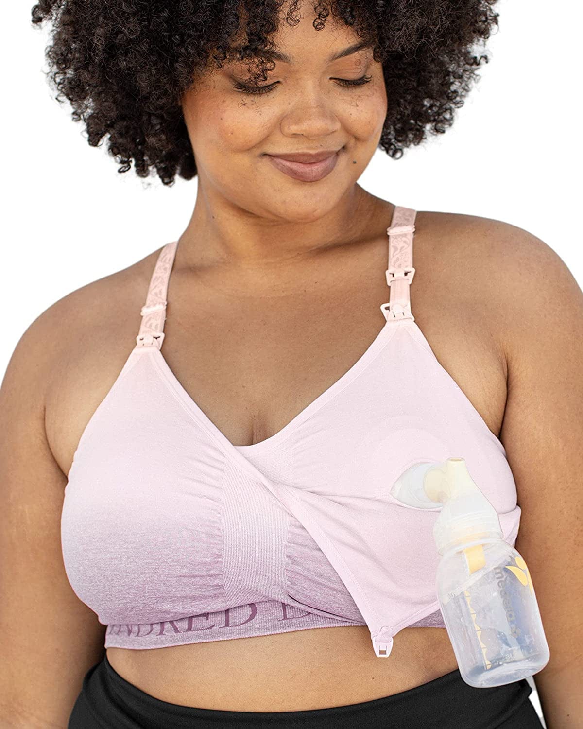 Sublime Hands Free Sports Pumping Bra | Patented All-In-One Pumping & Nursing Sports Bra Ombre Purple / Busty / X-Large