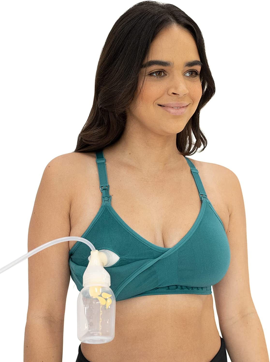 Sublime Hands Free Sports Pumping Bra | Patented All-In-One Pumping & Nursing Sports Bra Teal / Regular / Large