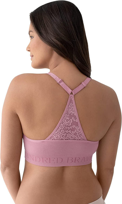 Sublime Lace Back Seamless Nursing Bra | Wireless Racerback Maternity Bra Rose / Regular / Large