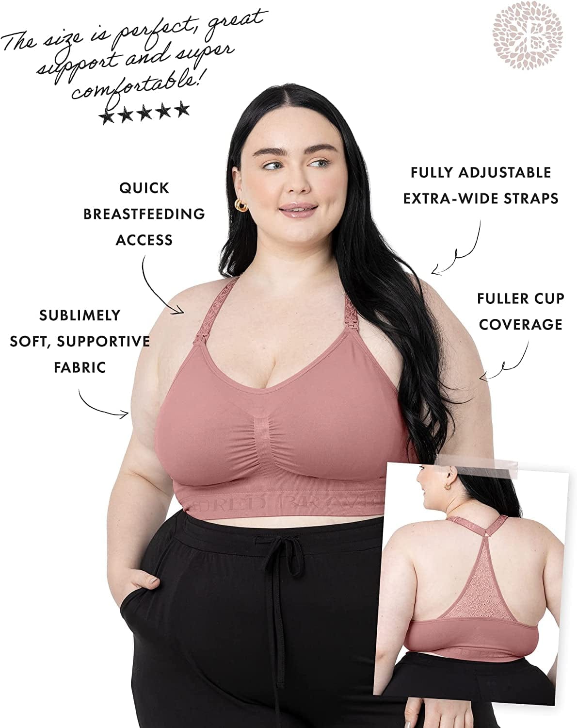 Sublime Lace Back Seamless Nursing Bra | Wireless Racerback Maternity Bra