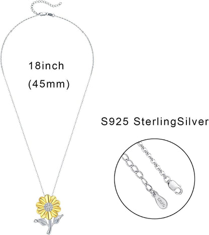 Sunflower Necklace 925 Sterling Silver Sunflower Jewelry Sunflower Gift Summer Jewelry for Women