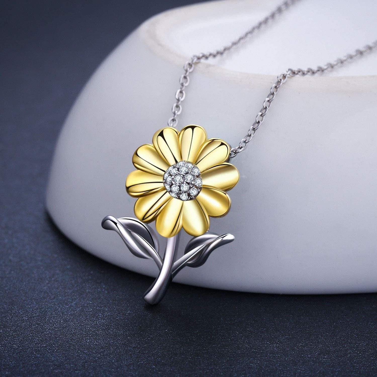 Sunflower Necklace 925 Sterling Silver Sunflower Jewelry Sunflower Gift Summer Jewelry for Women