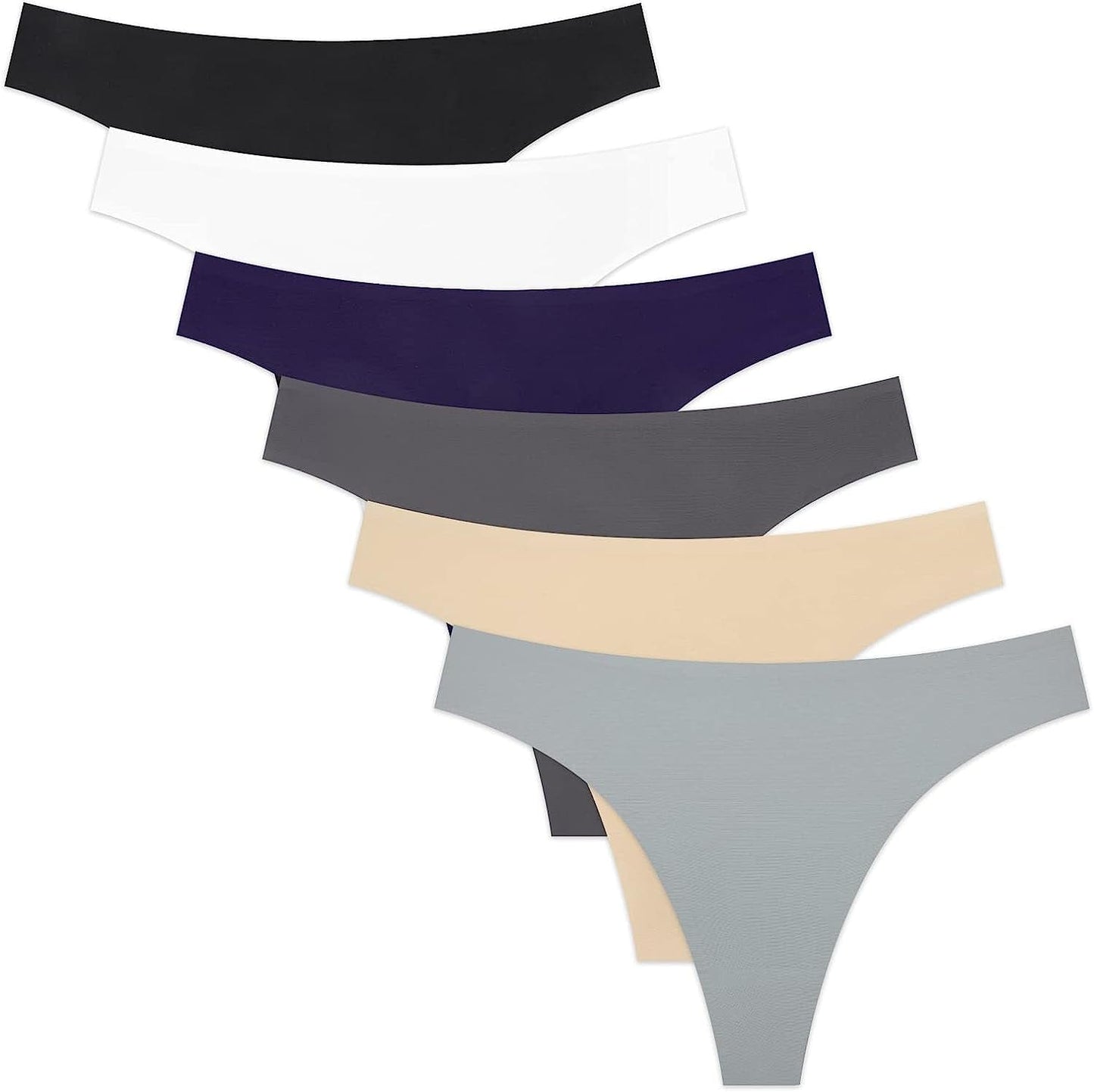 Sunm Boutique 6-10 Pack Womens Seamless Thongs Underwear Low Rise No Show Thong Panties 6 Pack Multicolor / X-Small