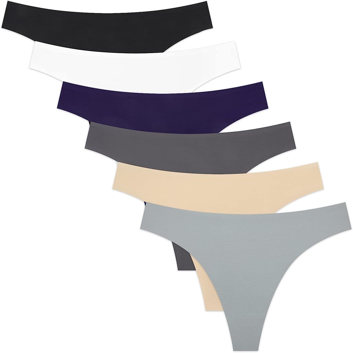 Sunm Boutique 6-10 Pack Womens Seamless Thongs Underwear Low Rise No Show Thong Panties 6 Pack Multicolor / X-Small