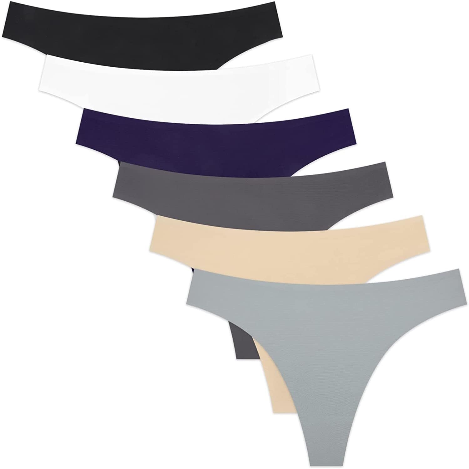 Sunm Boutique 6-10 Pack Womens Seamless Thongs Underwear Low Rise No Show Thong Panties 6 Pack Multicolor / Small