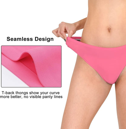 Sunm Boutique 6-10 Pack Womens Seamless Thongs Underwear Low Rise No Show Thong Panties