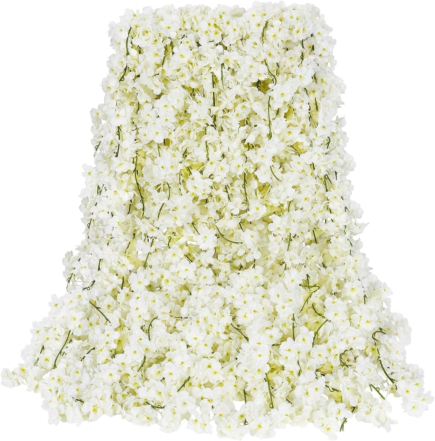 Sunm Boutique Cherry Blossom Garland 4-Pack 23.6 Ft Cherry Blossom Hanging Vine with 32.8 Ft Long 80 LED String Lights Silk Sakura Vines Garland for Wedding Party Decor, Pink White / Pack Of 12