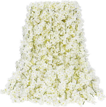 Sunm Boutique Cherry Blossom Garland 4-Pack 23.6 Ft Cherry Blossom Hanging Vine with 32.8 Ft Long 80 LED String Lights Silk Sakura Vines Garland for Wedding Party Decor, Pink White / Pack Of 12
