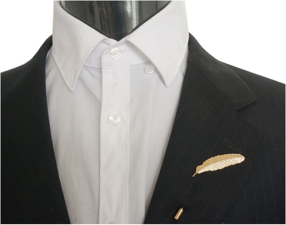 Sunny Home Men'S Feather Leaf Golden Flower Lapel Stick Brooch Pin for Suit