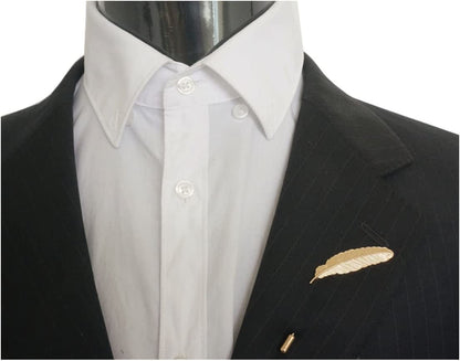 Sunny Home Men'S Feather Leaf Golden Flower Lapel Stick Brooch Pin for Suit