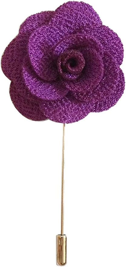 Sunny Home Men'S Lapel Flower Stick Brooch Pin Boutonniere for Suit Tuxedo Corsage Purple / 3.74in