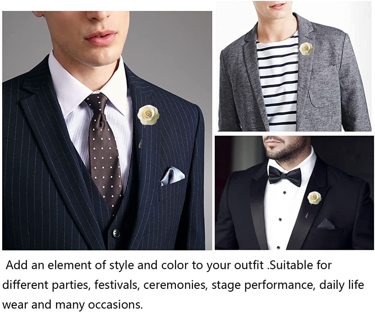 Sunny Home Men'S Lapel Flower Stick Brooch Pin Boutonniere for Suit Tuxedo Corsage
