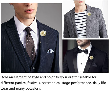 Sunny Home Men'S Lapel Flower Stick Brooch Pin Boutonniere for Suit Tuxedo Corsage