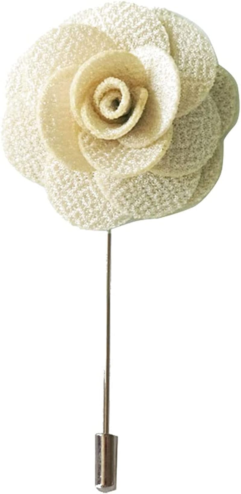 Sunny Home Men'S Lapel Flower Stick Brooch Pin Boutonniere for Suit Tuxedo Corsage Beige / 3.74in