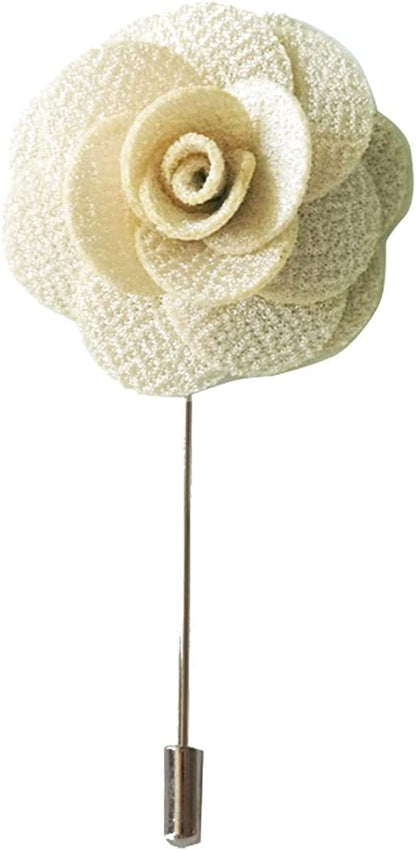 Sunny Home Men'S Lapel Flower Stick Brooch Pin Boutonniere for Suit Tuxedo Corsage Beige / 3.74in