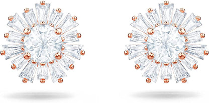 Sunshine Jewelry Collection, Clear Crystals, Pink Crystals, Rose Gold-Tone Finish Pierced Earrings - Rose Gold Tone