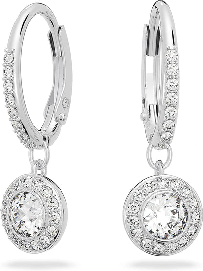 Swarovski Angelic Crystal Jewelry Collection, Rhodium Tone Finish, Blue Crystal, Pink Crystal, Clear Crystal Drop Pierced Earrings