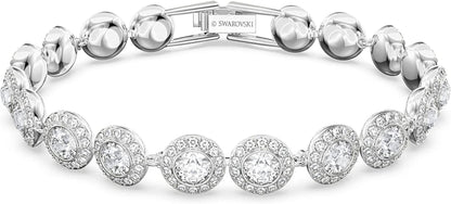 Swarovski Angelic Crystal Jewelry Collection, Rhodium Tone Finish, Blue Crystal, Pink Crystal, Clear Crystal Tennis Bracelet