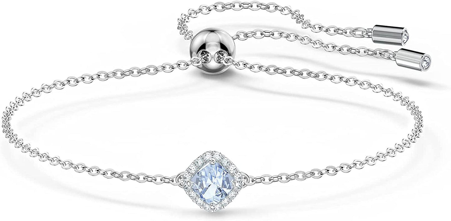 Swarovski Angelic Crystal Jewelry Collection, Rhodium Tone Finish, Blue Crystal, Pink Crystal, Clear Crystal Cushion Bracelet