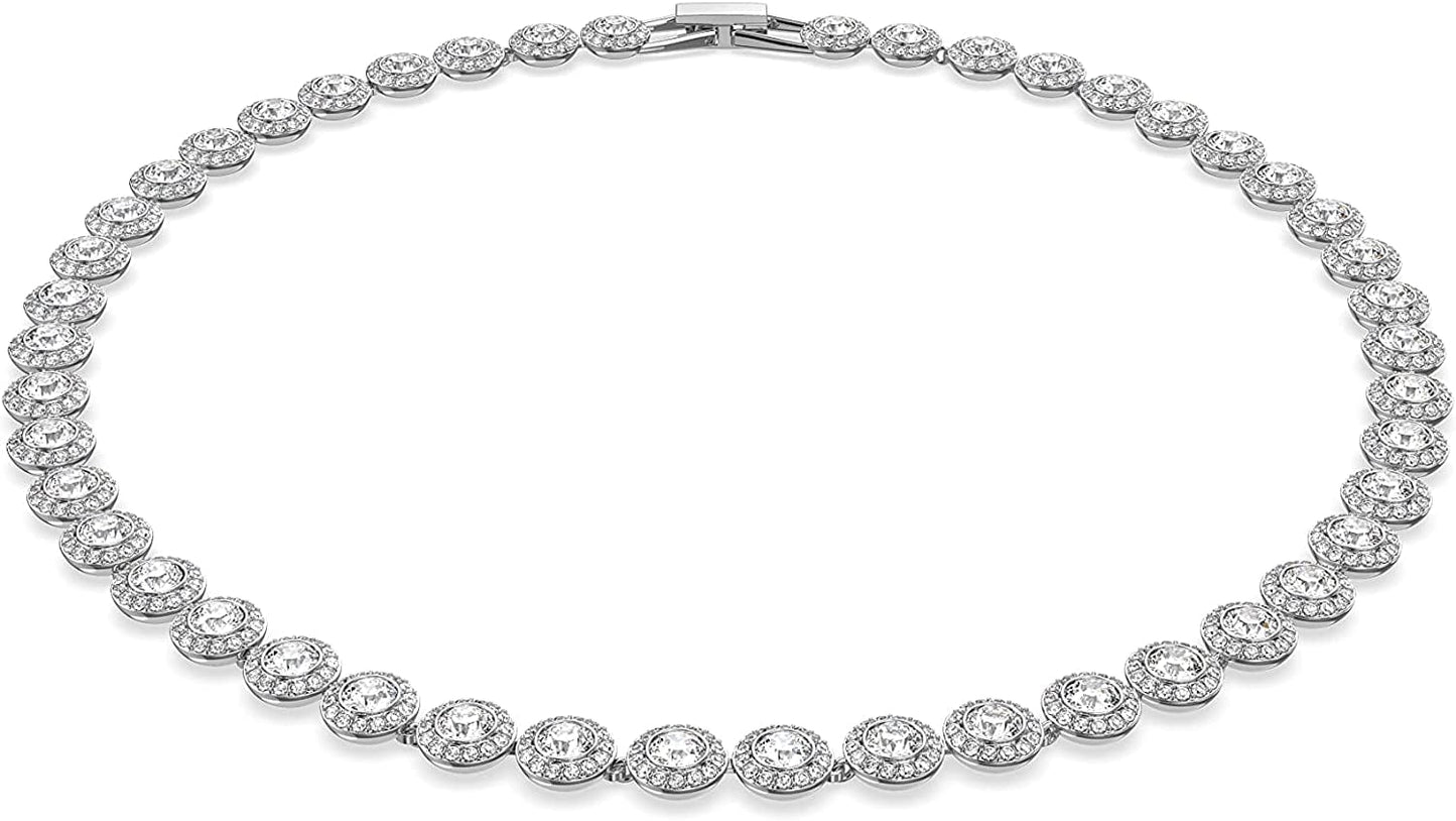 Swarovski Angelic Crystal Jewelry Collection, Rhodium Tone Finish, Blue Crystal, Pink Crystal, Clear Crystal Necklace