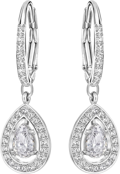 Swarovski Angelic Crystal Jewelry Collection, Rhodium Tone Finish, Blue Crystal, Pink Crystal, Clear Crystal Pierced Earrings