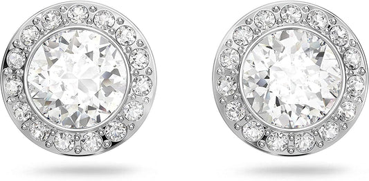 Swarovski Angelic Crystal Jewelry Collection, Rhodium Tone Finish, Blue Crystal, Pink Crystal, Clear Crystal Stud Earrings