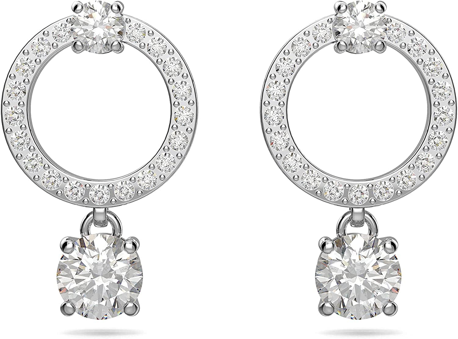 Swarovski Attract Crystal Jewelry Collection, Rhodium Tone Finish Circle Earrings
