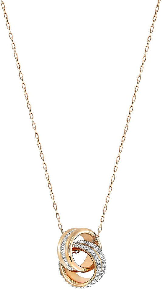 Swarovski Further Crystal Jewelry Collection, Blue Crystals, Clear Crystals Necklace - Rose Gold Tone Clear Crystals