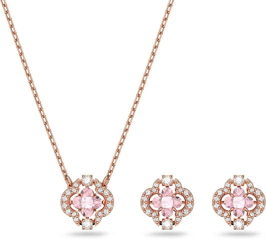 Swarovski Sparking Dance Crystal Necklace and Earring Set Jewelry Collection Pink Jewelry Set