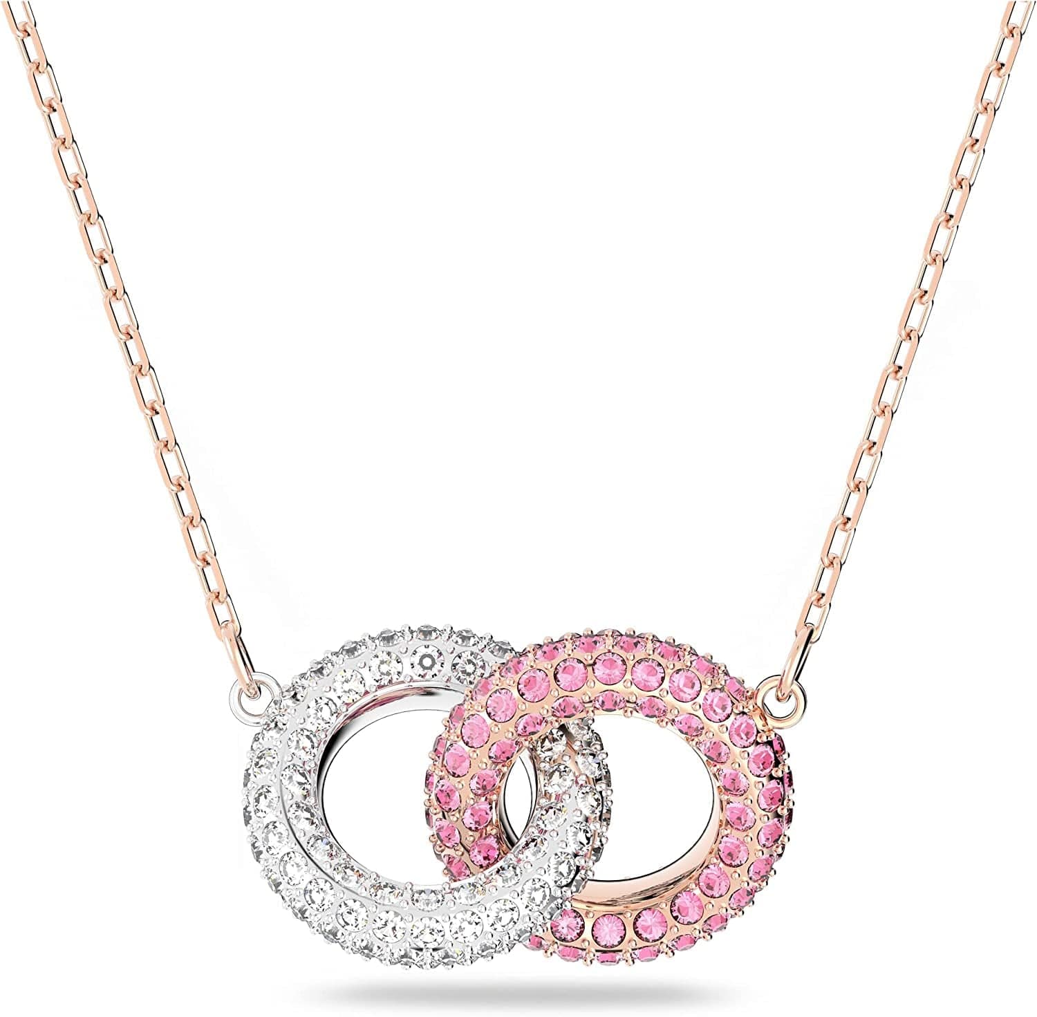 Swarovski Stone Crystal Earrings and Necklace Jewelry Collection Pendant Necklace - Pink Crystals