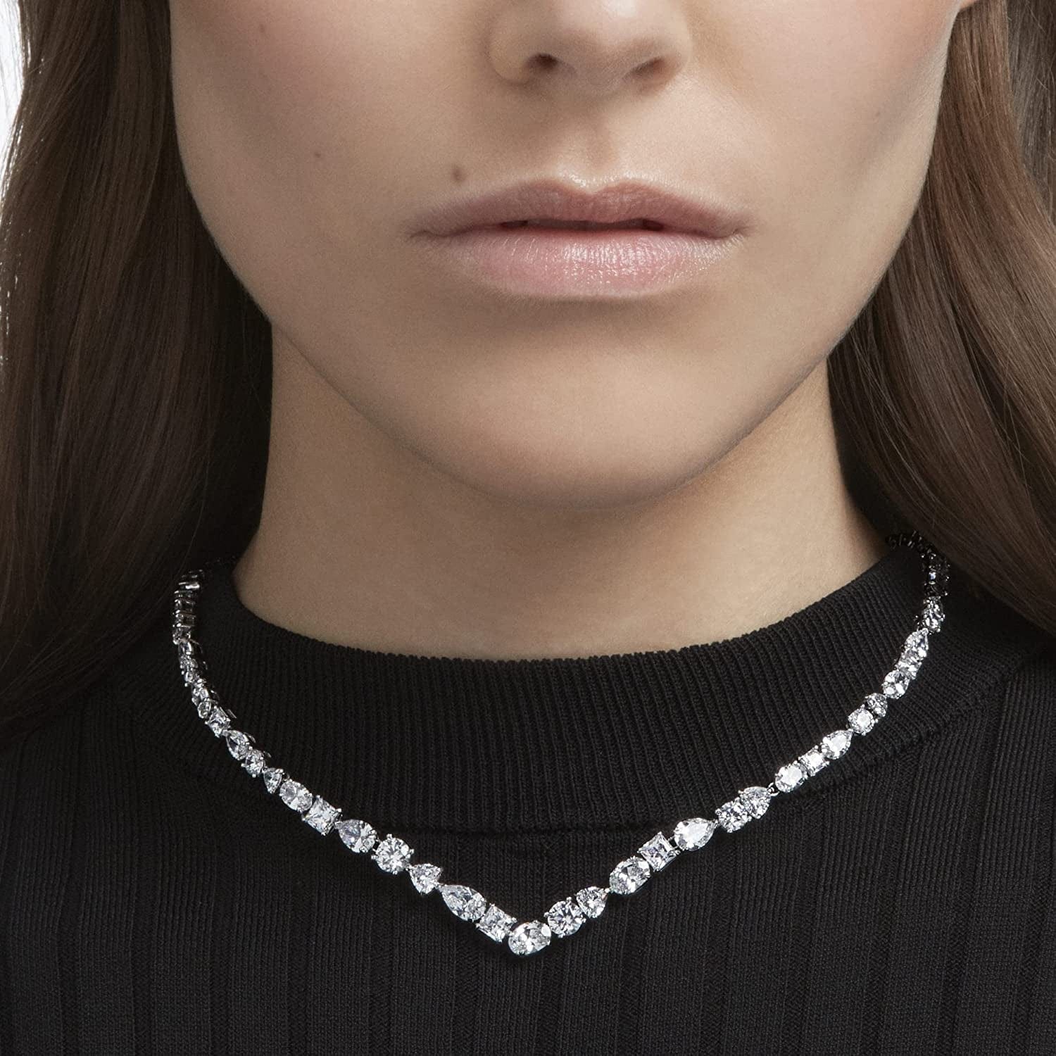 Swarovski Tennis Deluxe Jewelry Collection, Rhodium & Rose Gold Tone Finish, Clear Crystals