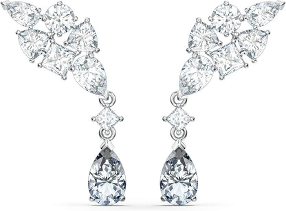 Swarovski Tennis Deluxe Jewelry Collection, Rhodium & Rose Gold Tone Finish, Clear Crystals Earrings - Rhodium Tone